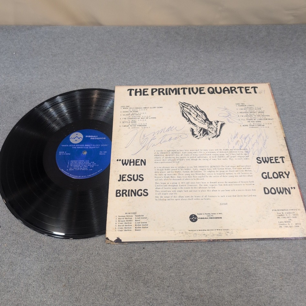 The Primitive Quartet When Jesus Brings Sweet Glory Down Vinyl LP Signed RS-149 - Picture 4 of 4